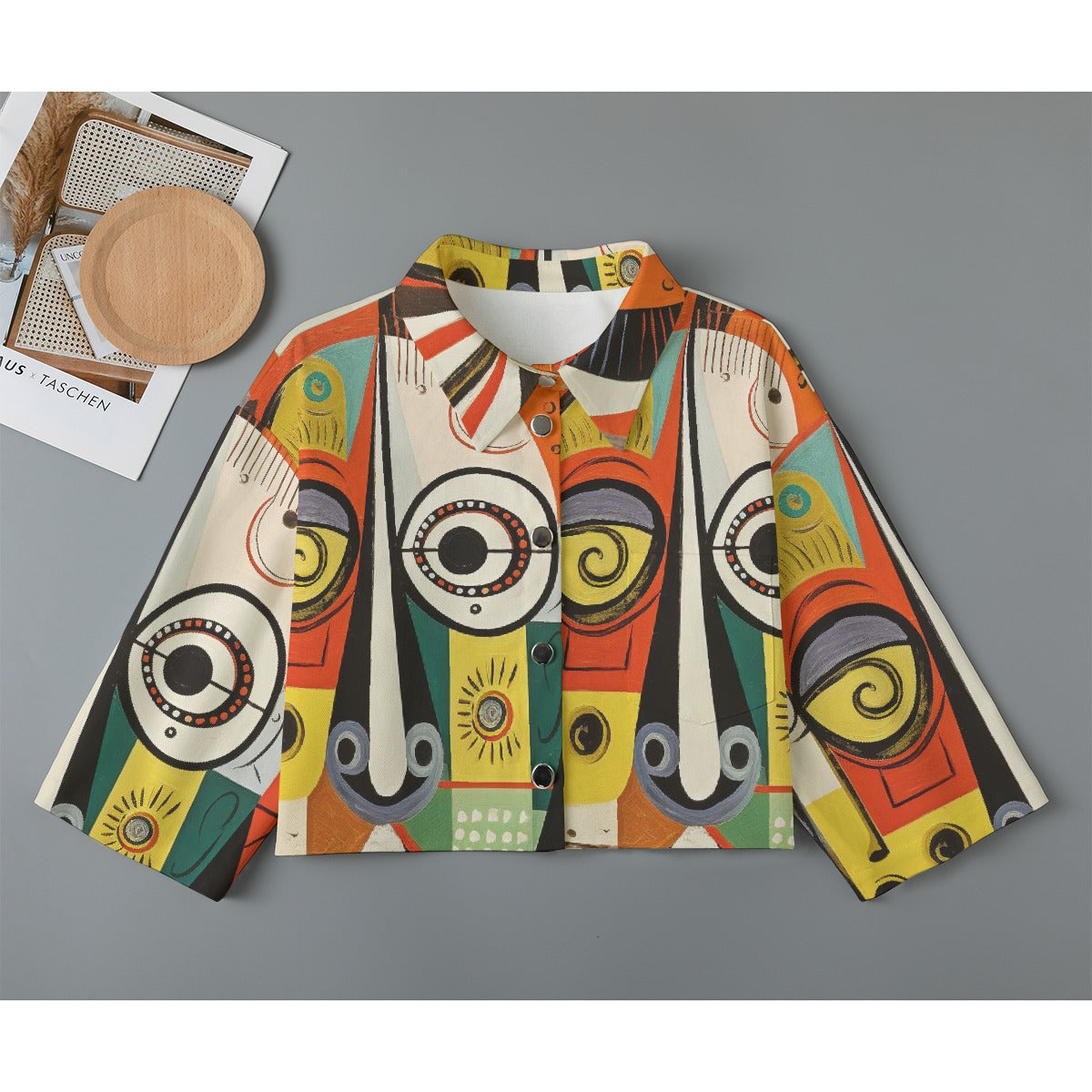 All-Over Print Women's Cropped Jacket | 245GSM Cotton