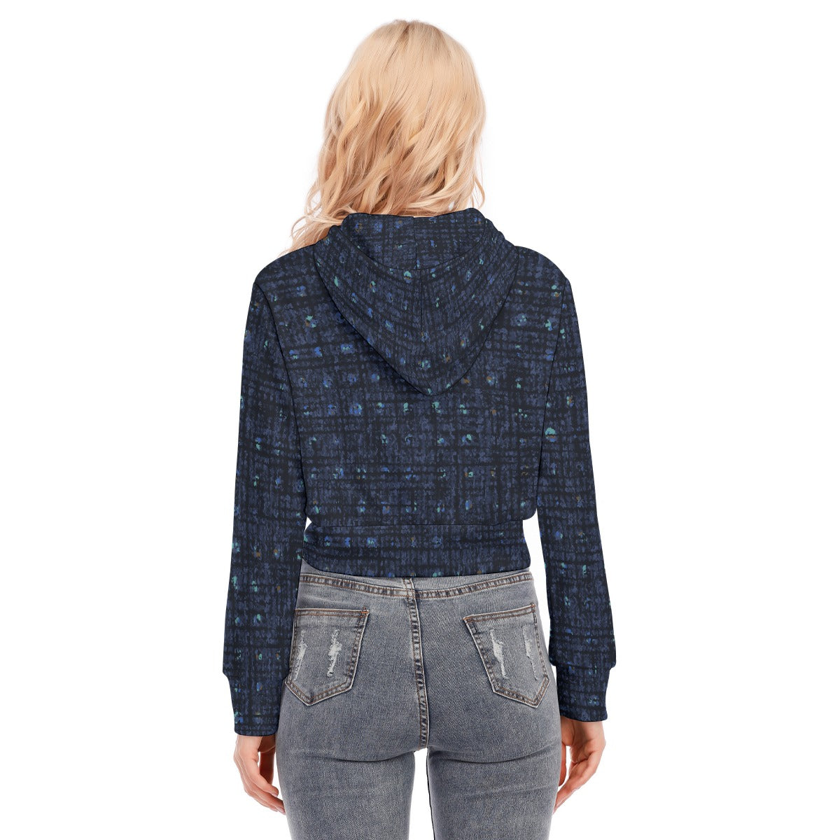 All-Over Print Women's Crop Top Hoodie With Zipper Closure