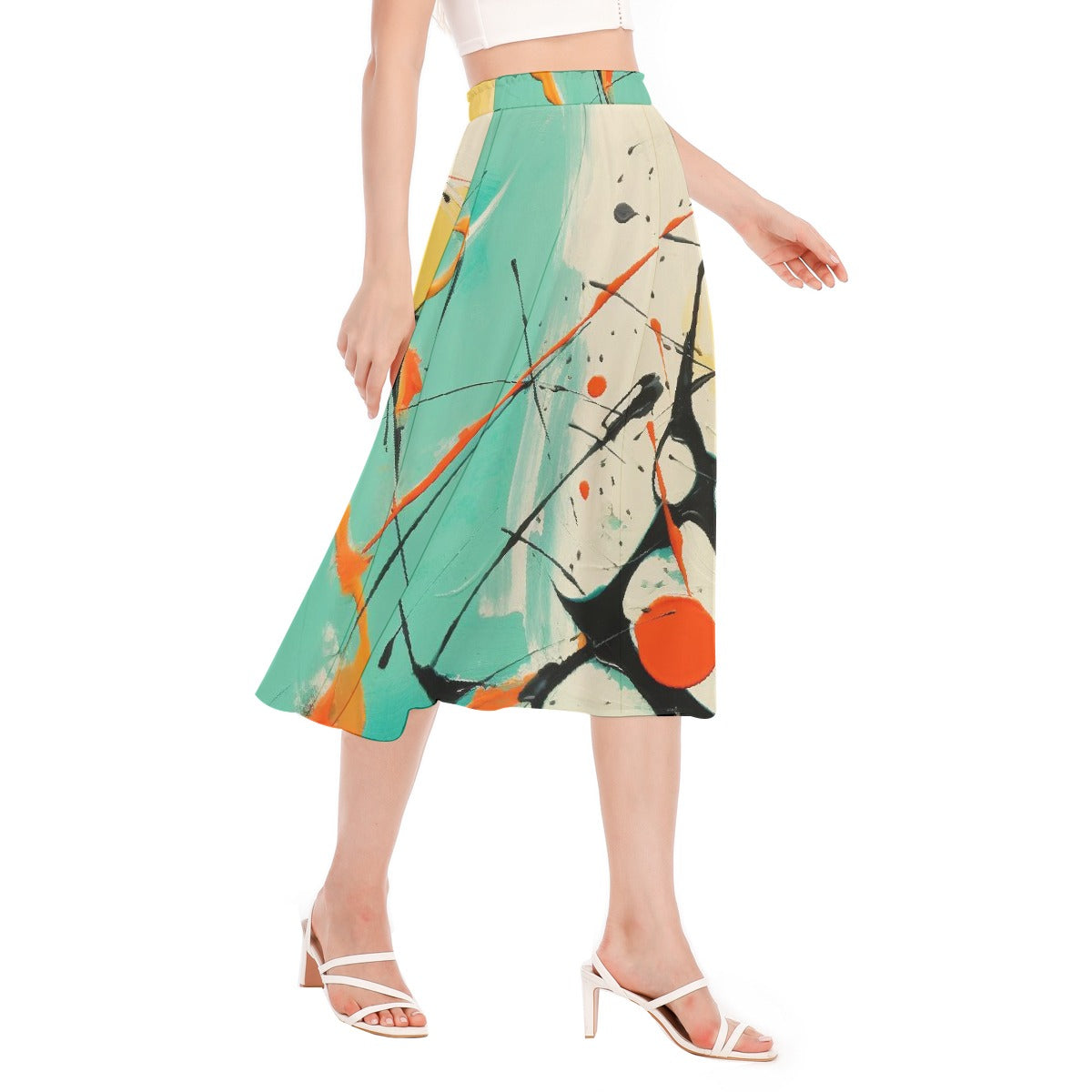 All-Over Print Women's Long Section Chiffon Skirt