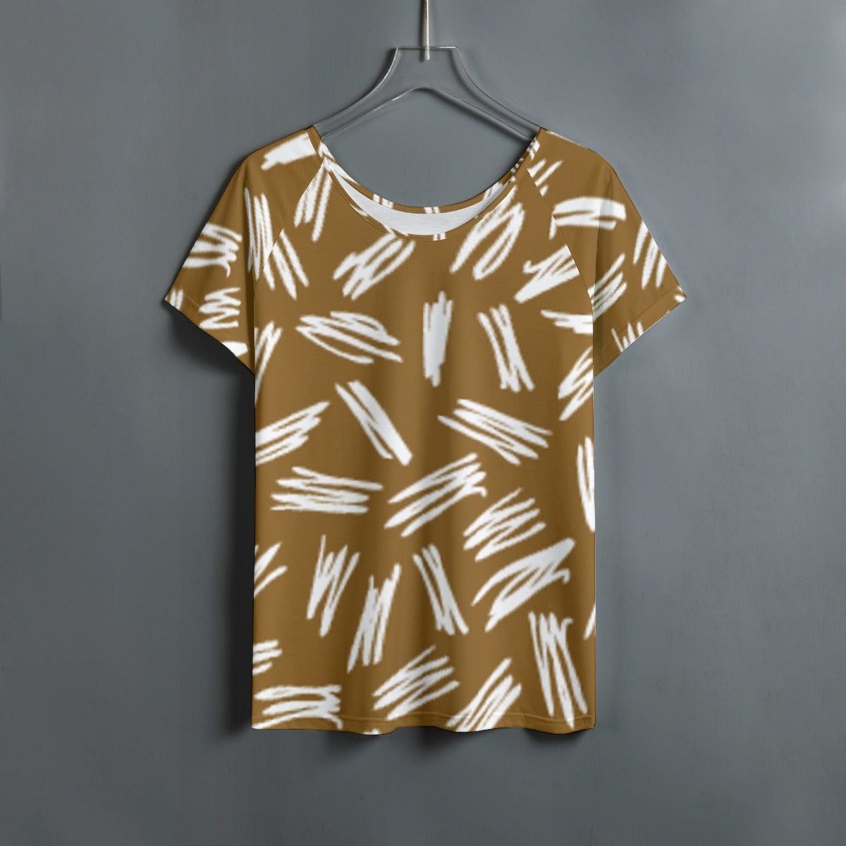 All-Over Print Women's Round Neck T-shirt With Raglan Sleeve