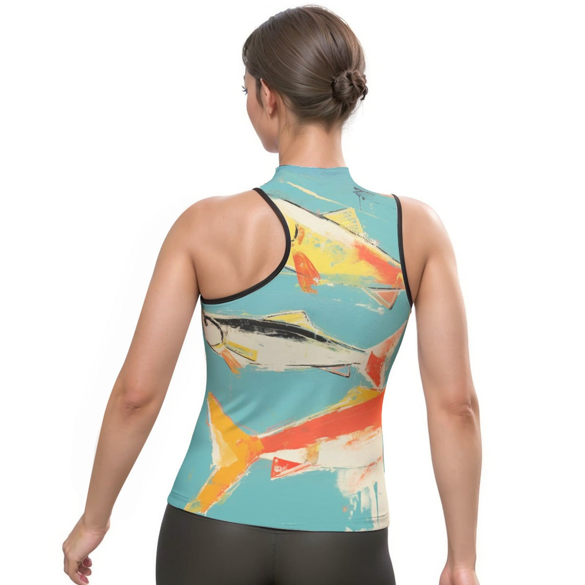 All-Over Print Women's Halter Sleeveless Asymmetrical Tank Top