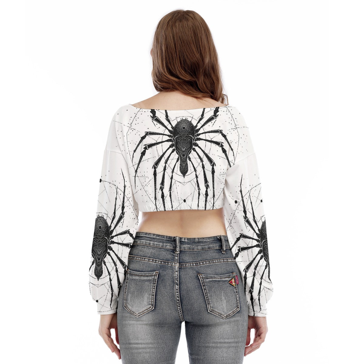All-Over Print Women's V-neck Long Sleeve Cropped Sweatshirt