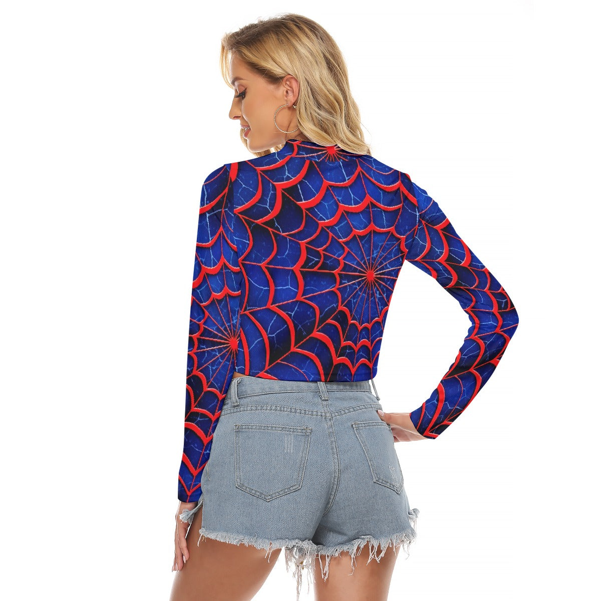 All-Over Print Women's Hollow Chest Keyhole Tight Crop Top