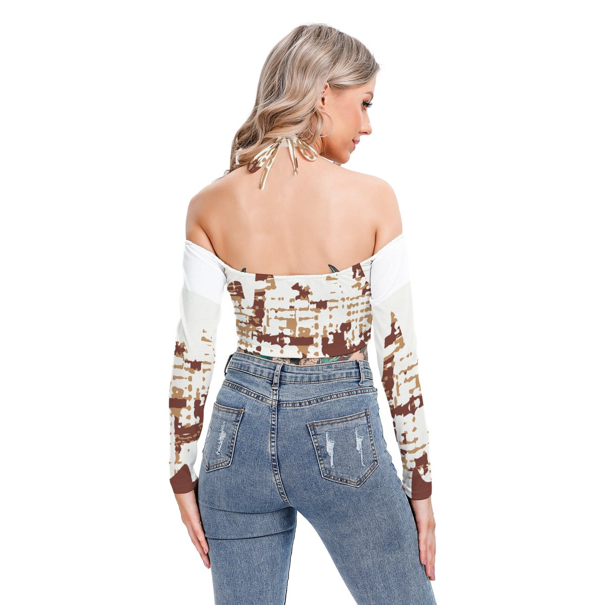 All-Over Print Women's Halter Lace-up Top