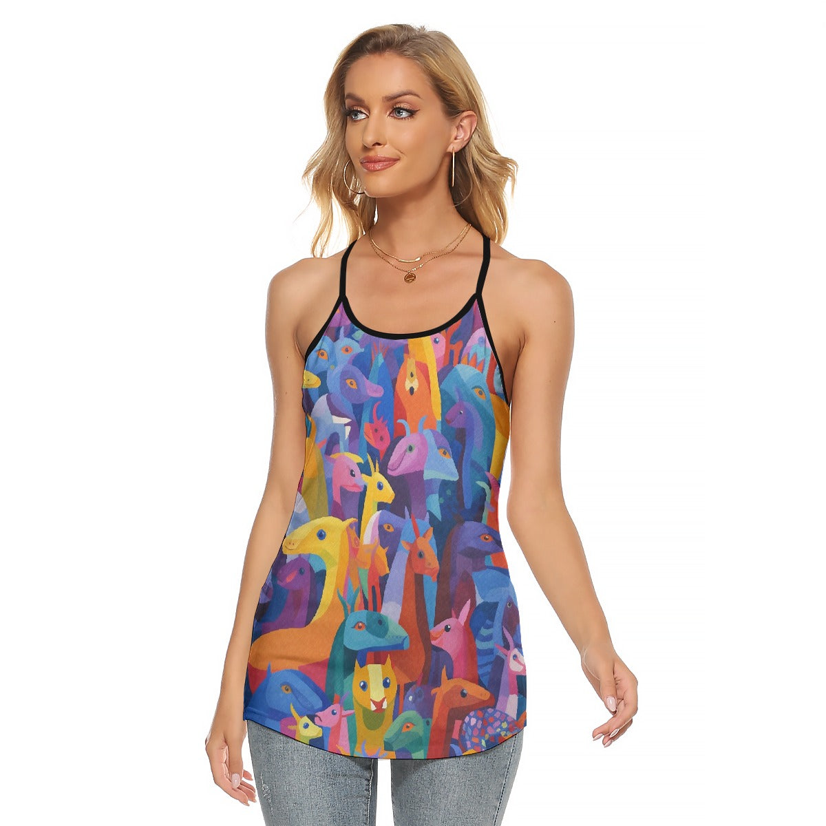 All-Over Print Women's Criss-Cross Open Back Tank Top