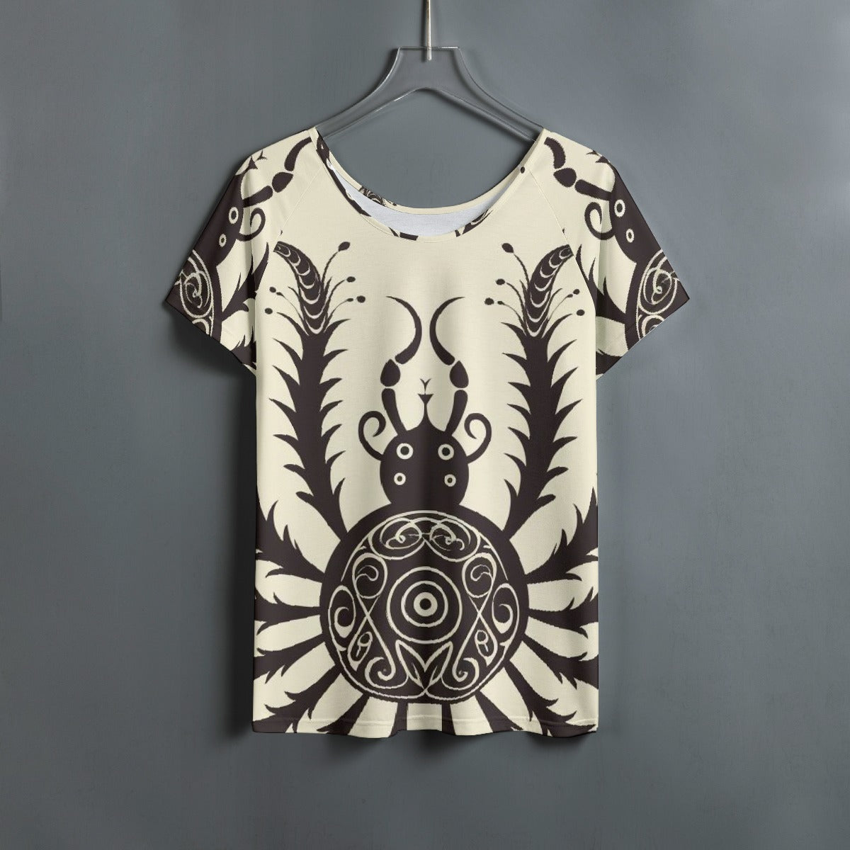 All-Over Print Women's Round Neck T-shirt With Raglan Sleeve