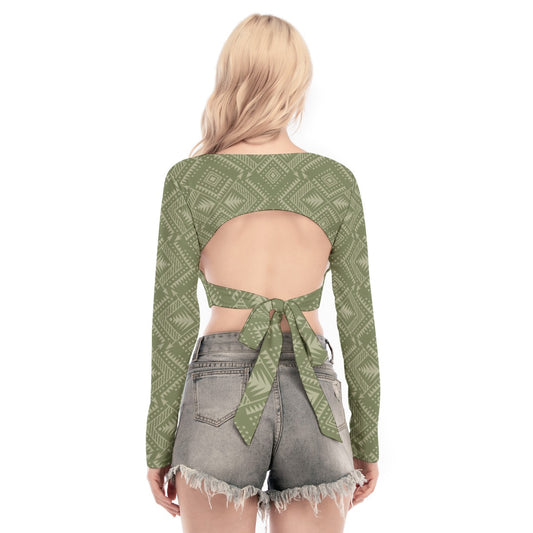 All-Over Print Women's Back Hollow T-shirt With Strap