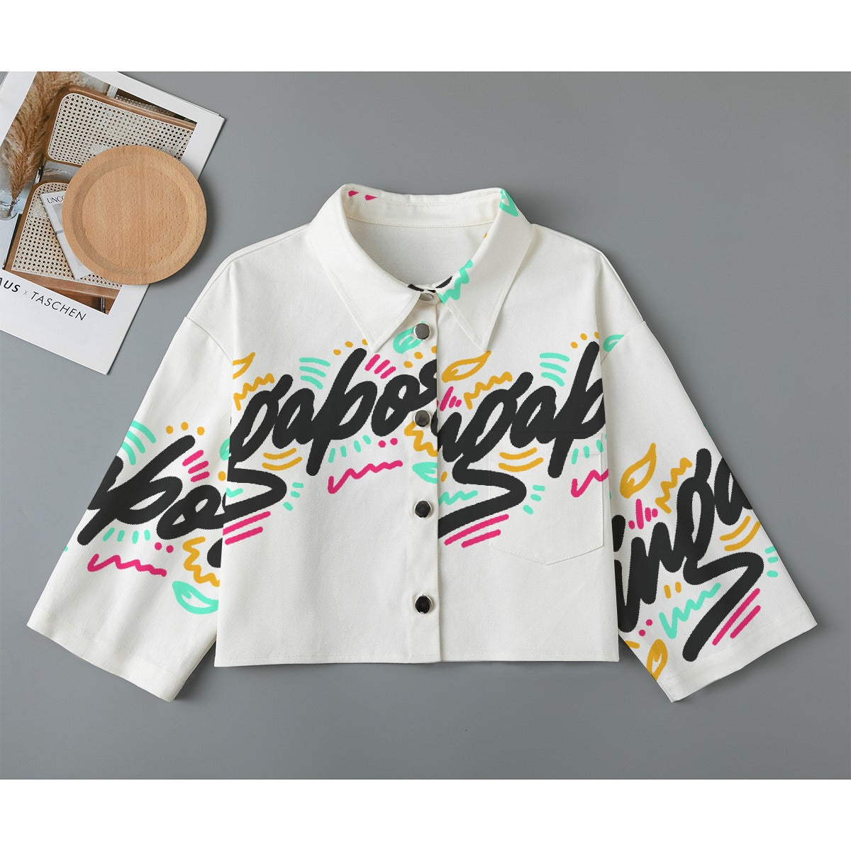 All-Over Print Women's Cropped Jacket | 245GSM Cotton
