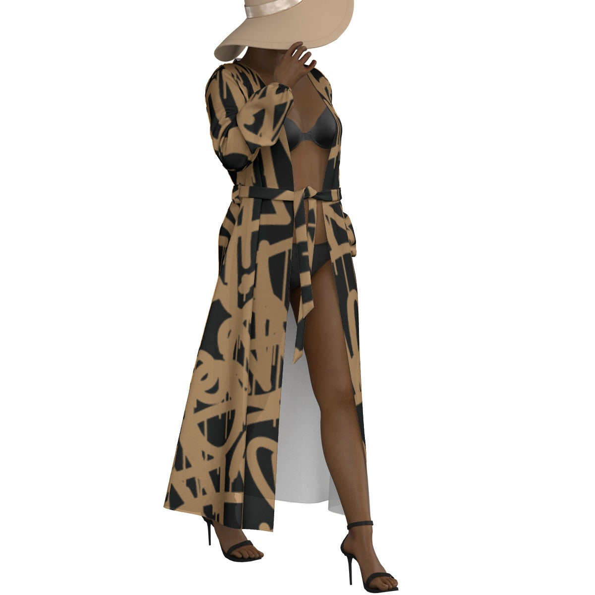 All-Over Print Women's Lace-up Chiffon Robe