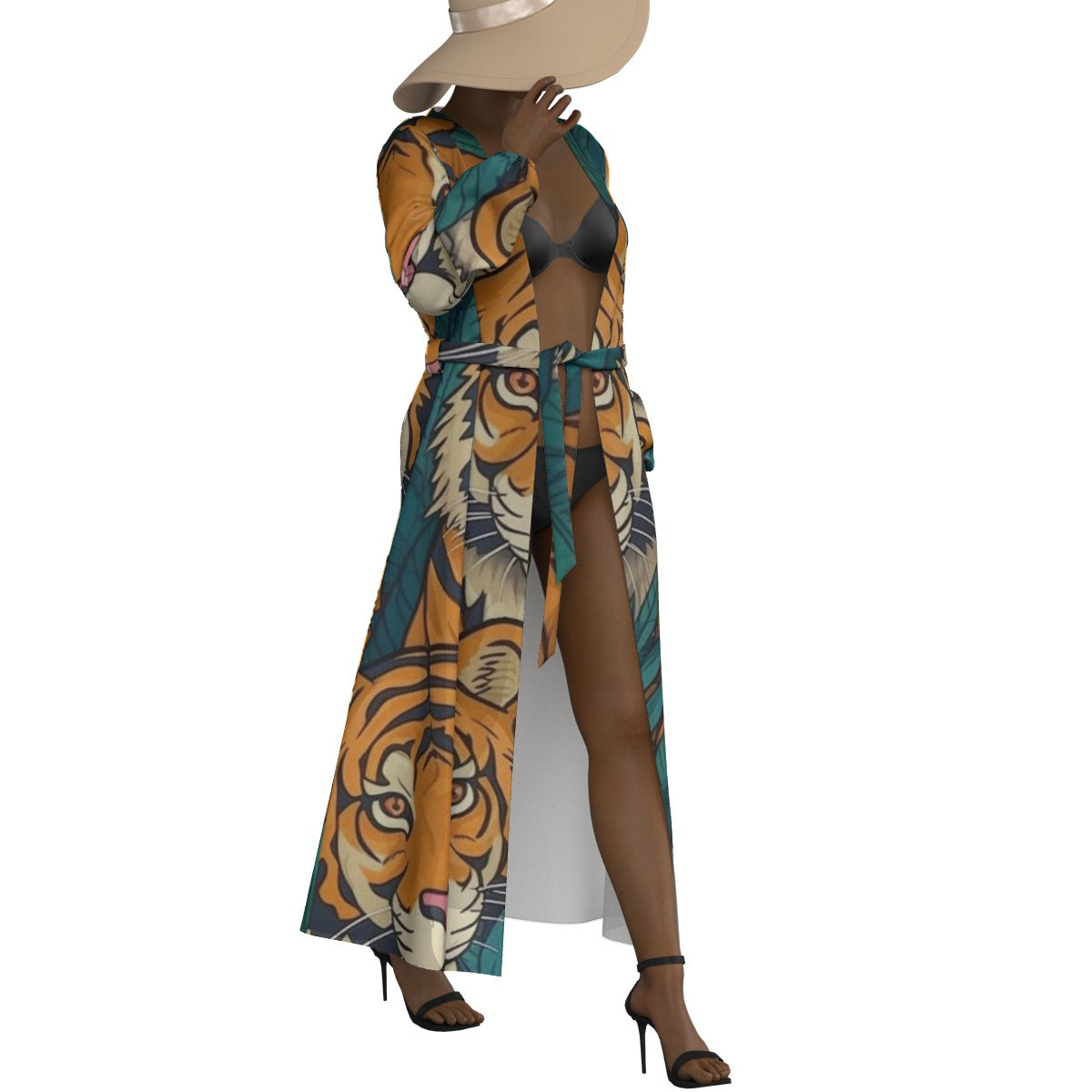 All-Over Print Women's Lace-up Chiffon Robe