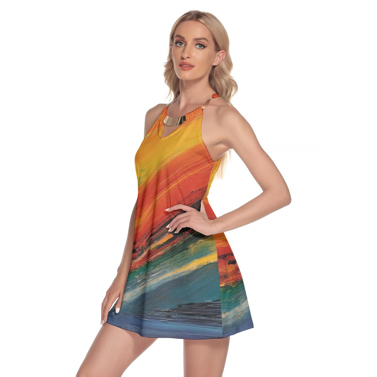 All-Over Print Women's Round Neck Above Knee Dress