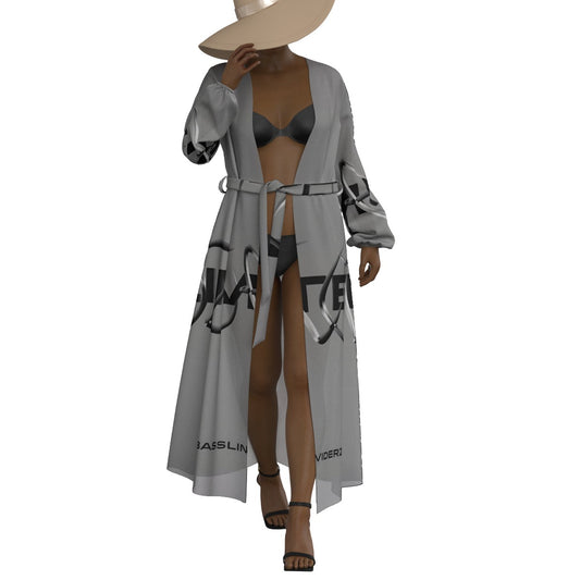 All-Over Print Women's Lace-up Chiffon Robe