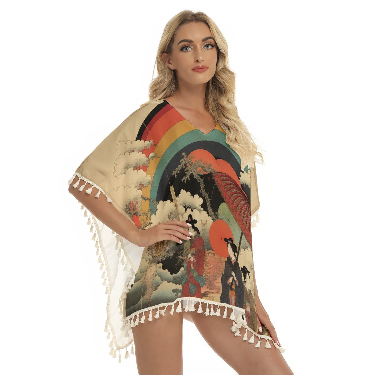 All-Over Print Women's Square Fringed Shawl