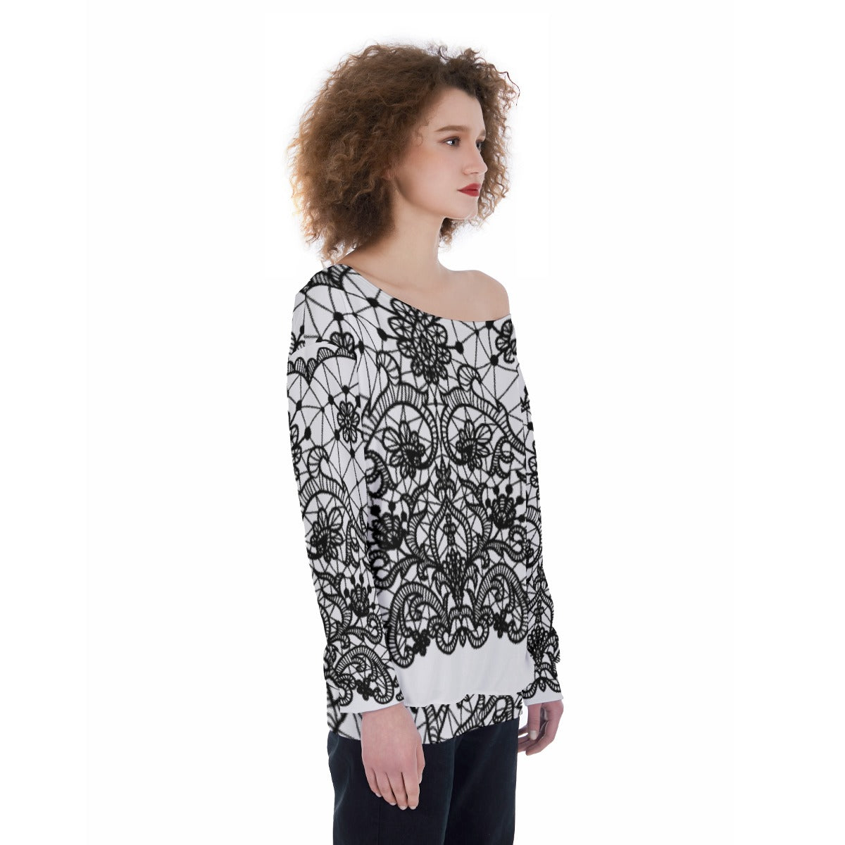 All-Over Print Oversized Women's Off-Shoulder Sweatshirt