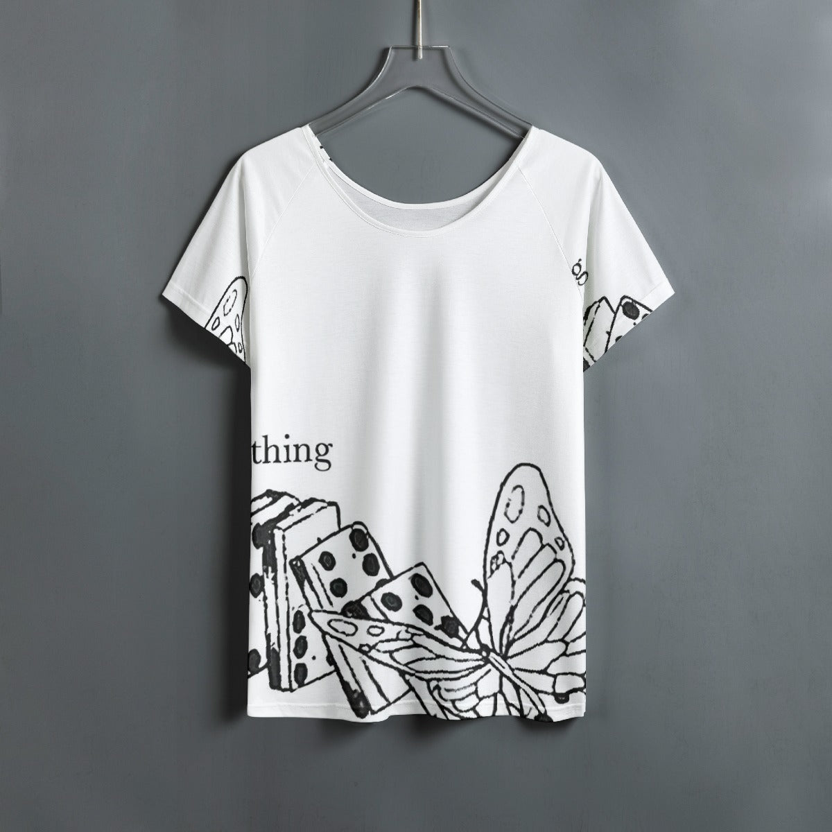 All-Over Print Women's Round Neck T-shirt With Raglan Sleeve