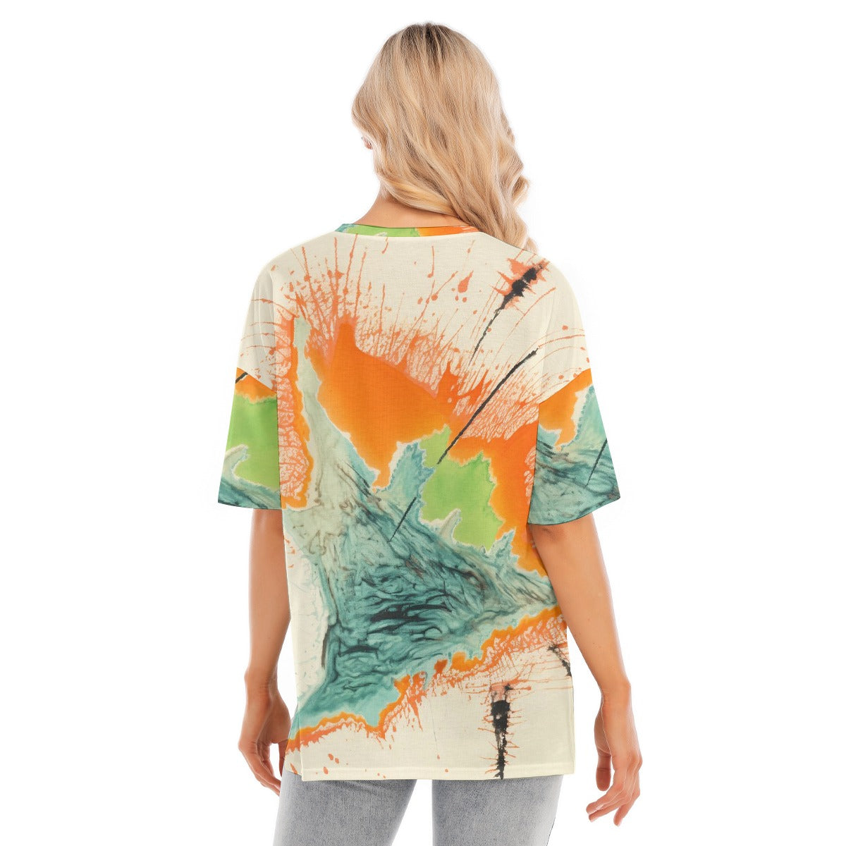 All-Over Print Women's Short Sleeves T-shirt With Hem Split