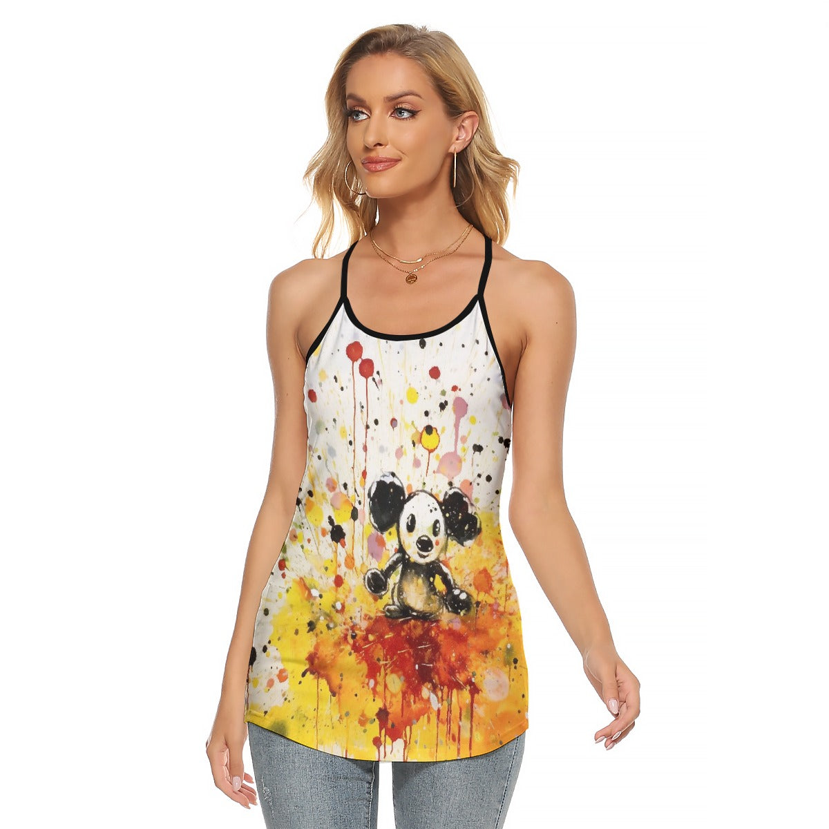 All-Over Print Women's Criss-Cross Open Back Tank Top