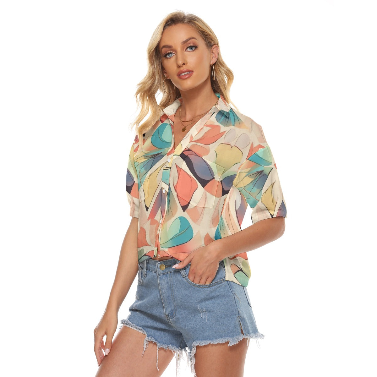 All-Over Print Women's V-neck Shirts