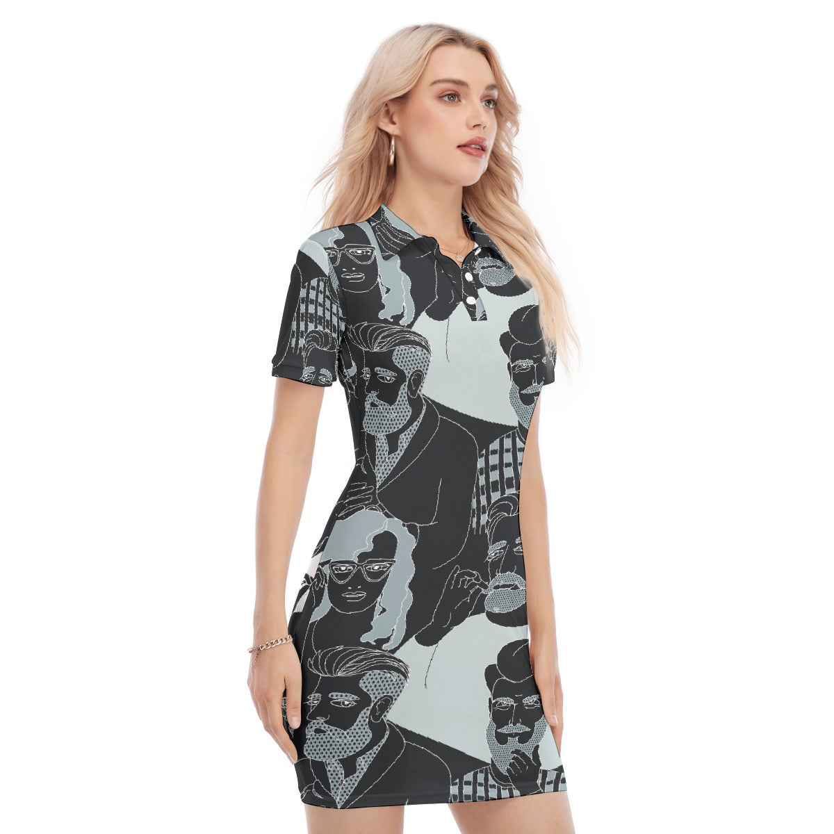 All-Over Print Women's Polo Collar Dress