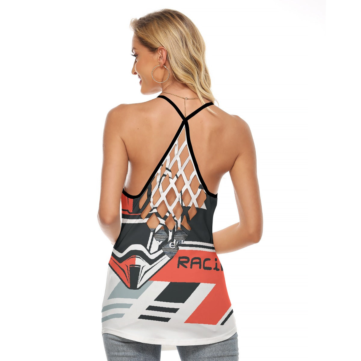 All-Over Print Women's Criss-Cross Open Back Tank Top