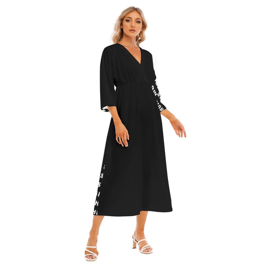 All-Over Print Women's Mid-Sleeve Long Dress