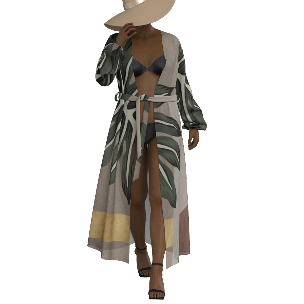 All-Over Print Women's Lace-up Chiffon Robe