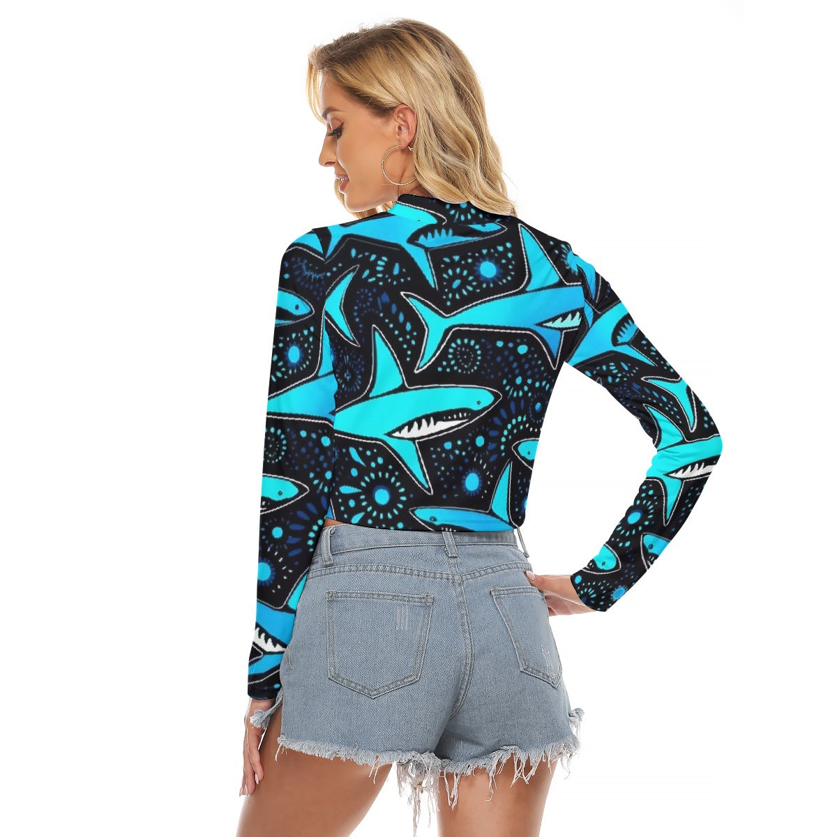 All-Over Print Women's Hollow Chest Keyhole Tight Crop Top