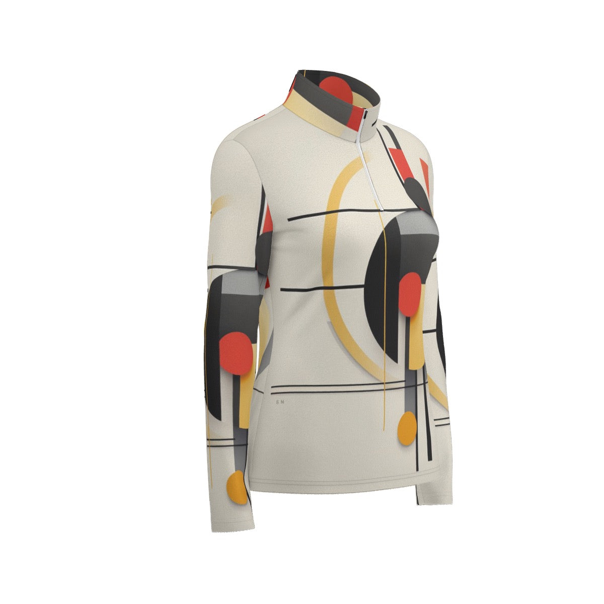 All-Over Print Women's Sports Collar Jersey With Long Sleeve