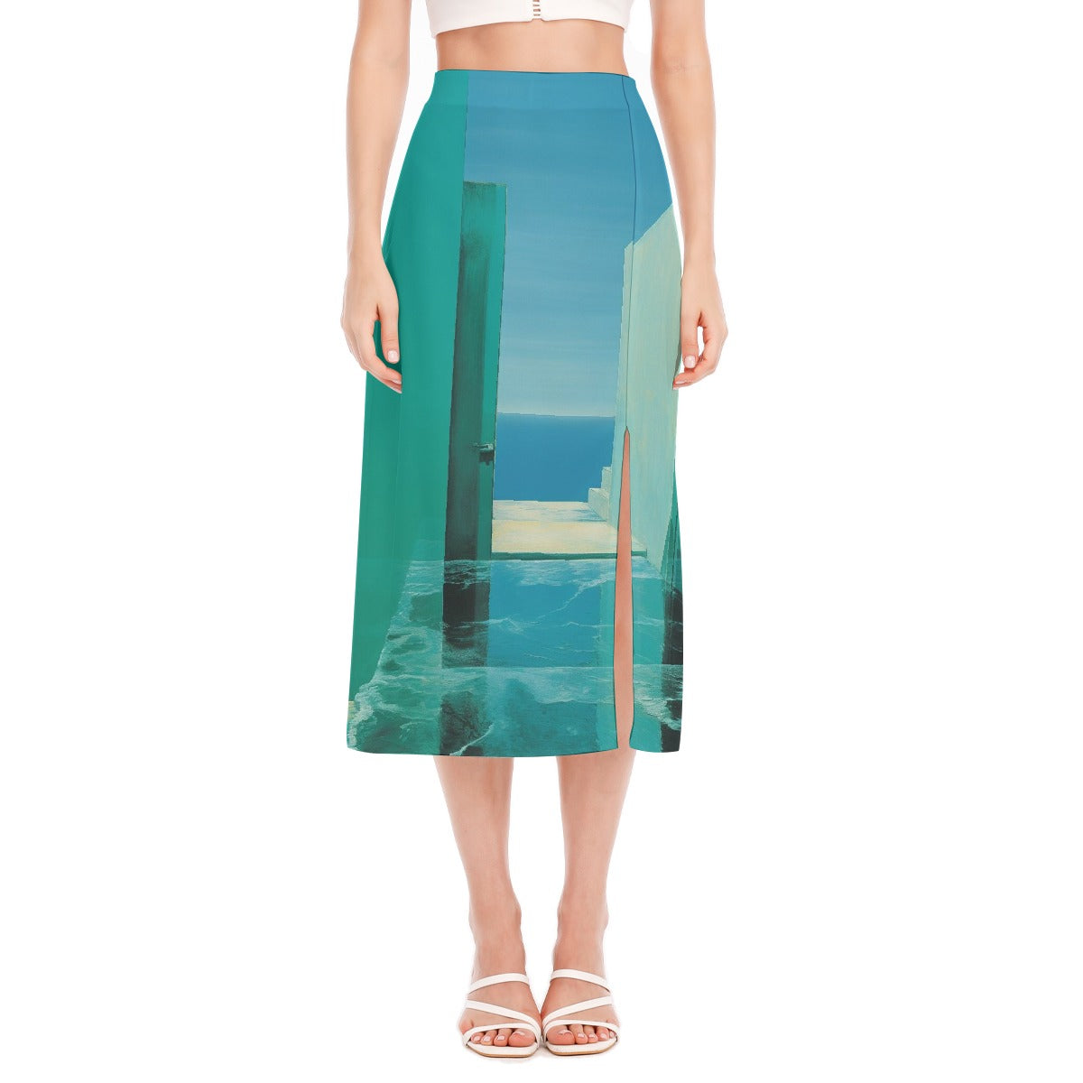 All-Over Print Women's High Slit Long Skirt
