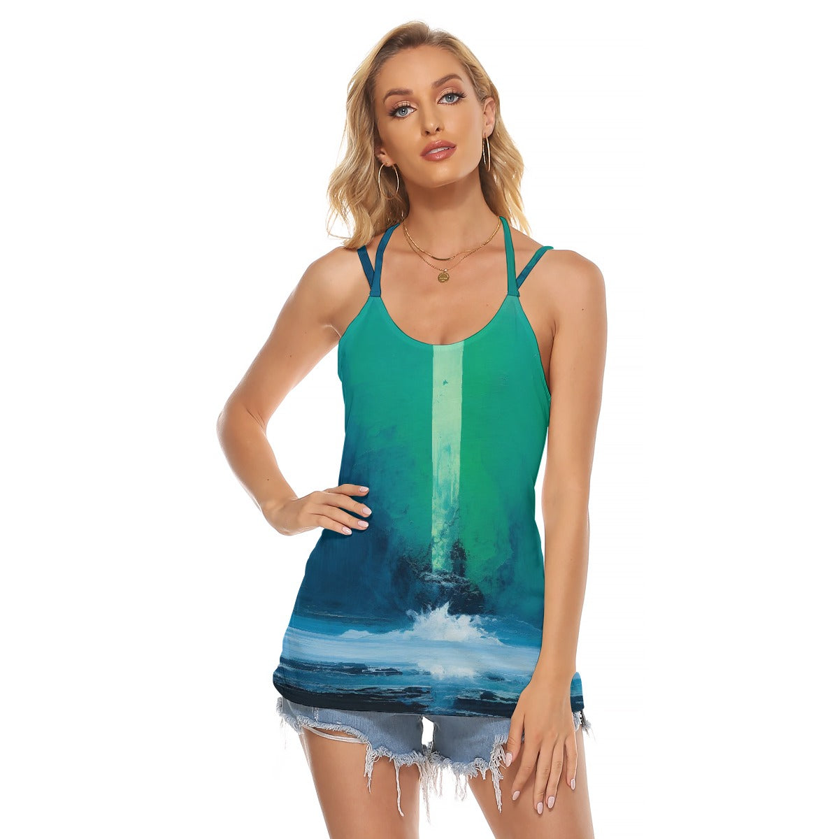 All-Over Print Women's Halter Top With Backless