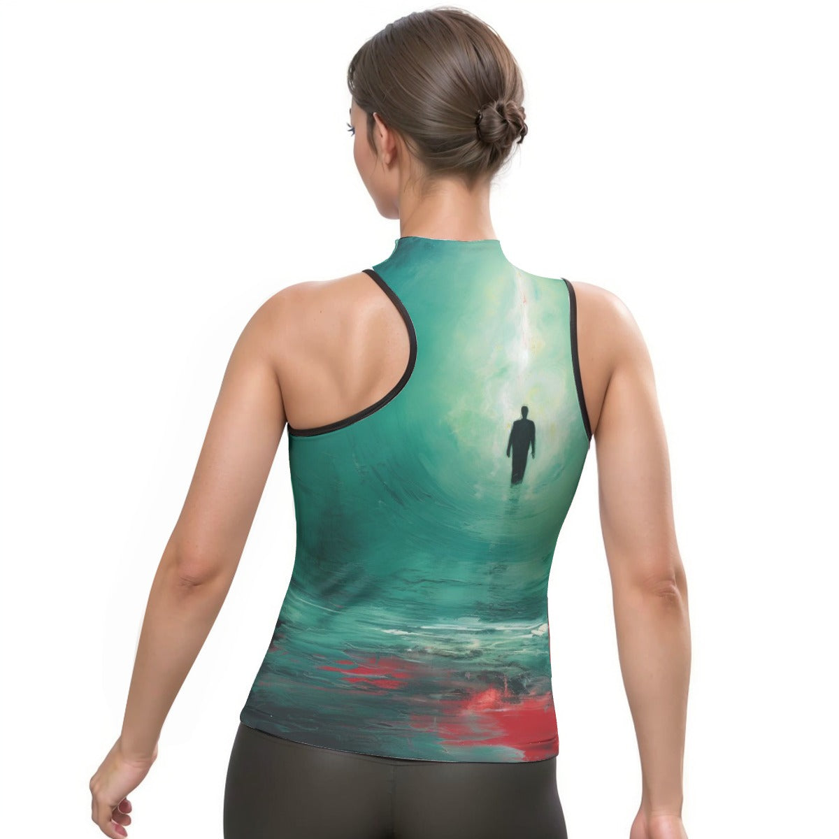 All-Over Print Women's Halter Sleeveless Asymmetrical Tank Top