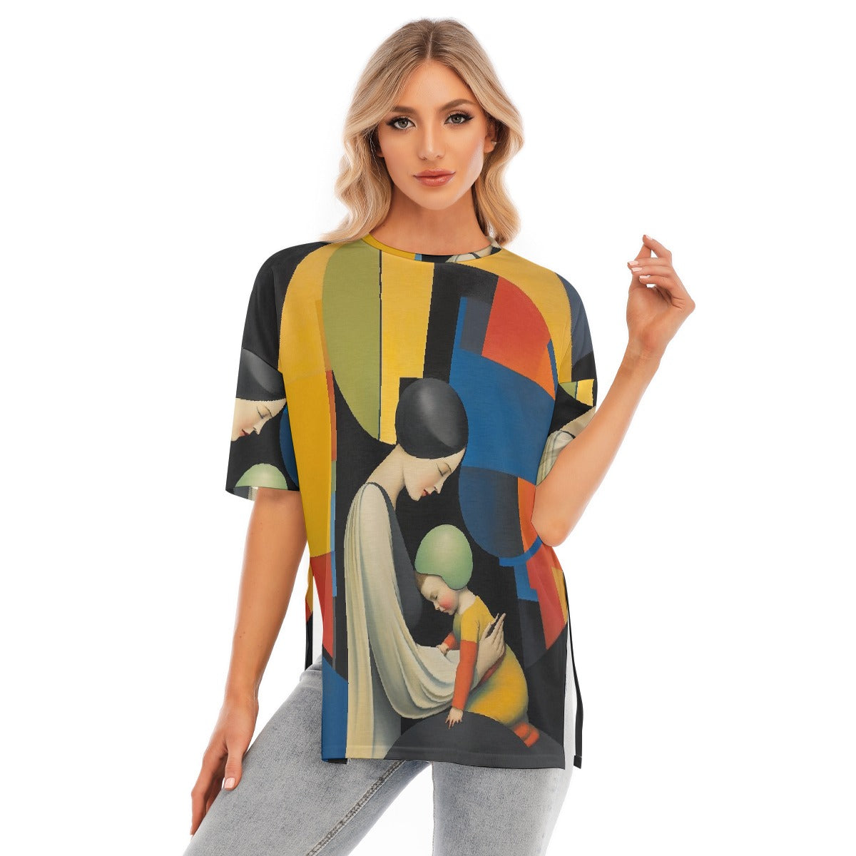 All-Over Print Women's Short Sleeves T-shirt With Hem Split