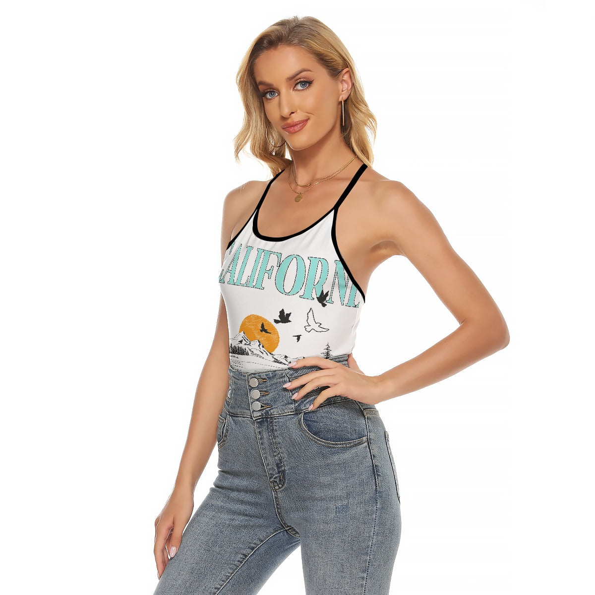 All-Over Print Women's Criss-Cross Open Back Tank Top
