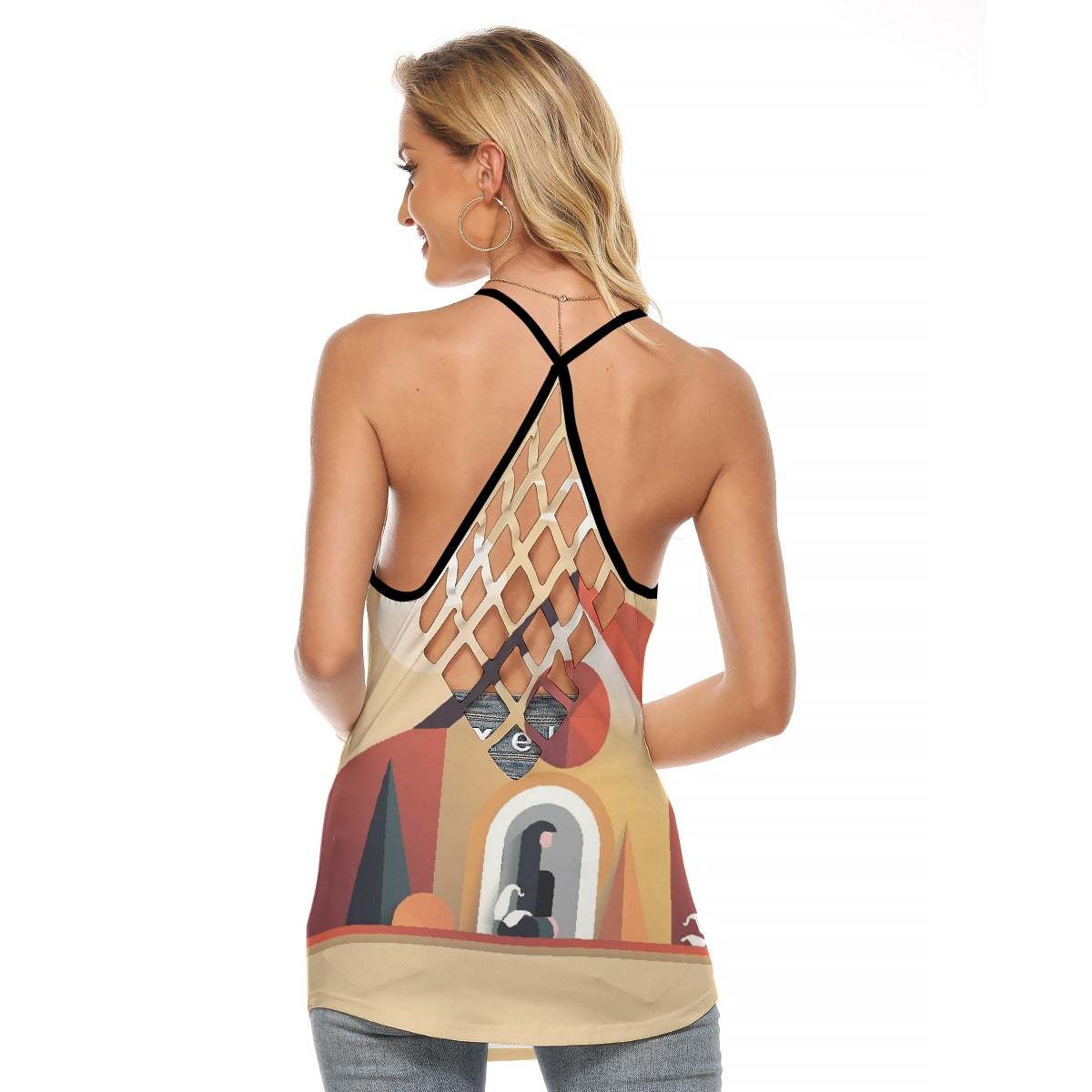 All-Over Print Women's Criss-Cross Open Back Tank Top
