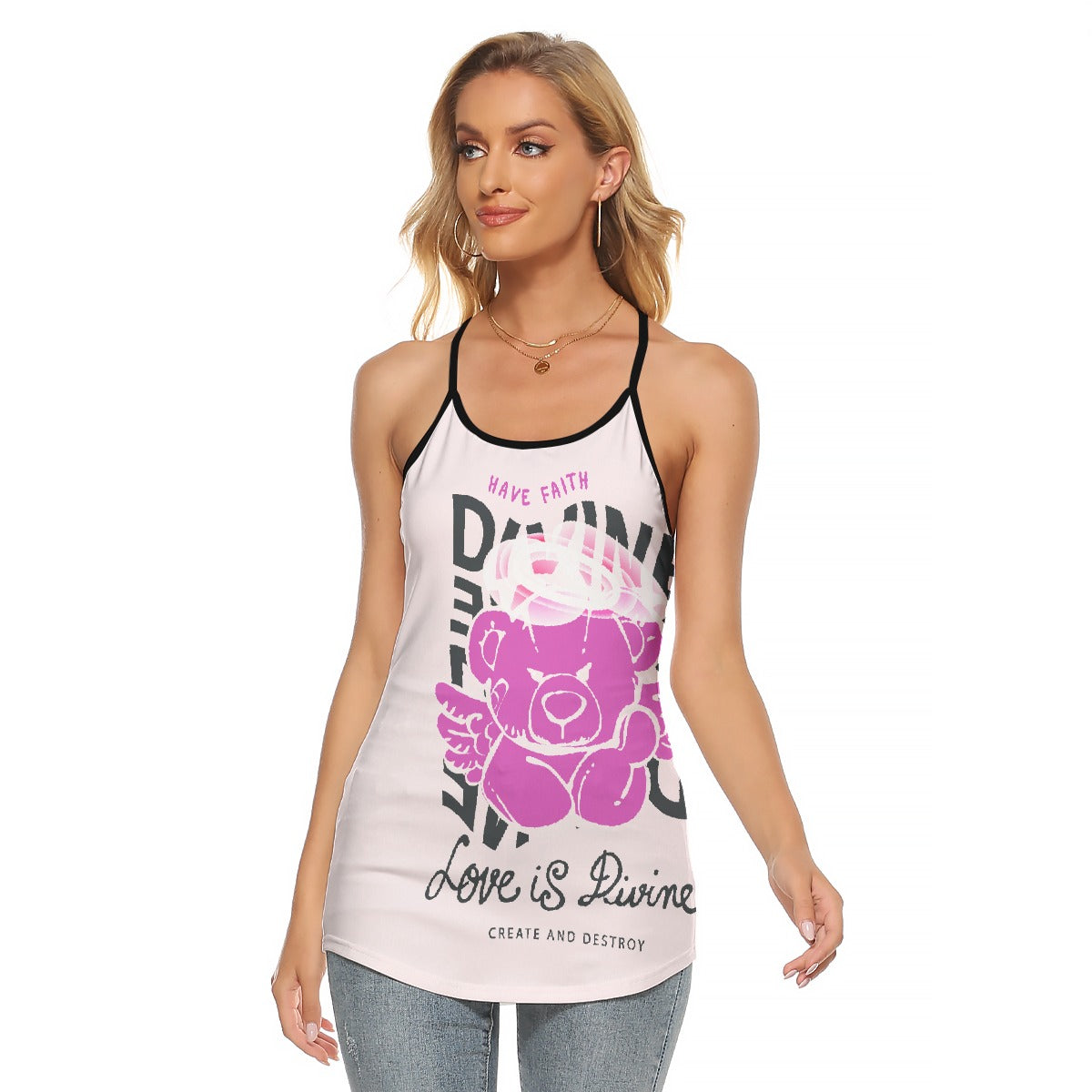 All-Over Print Women's Criss-Cross Open Back Tank Top