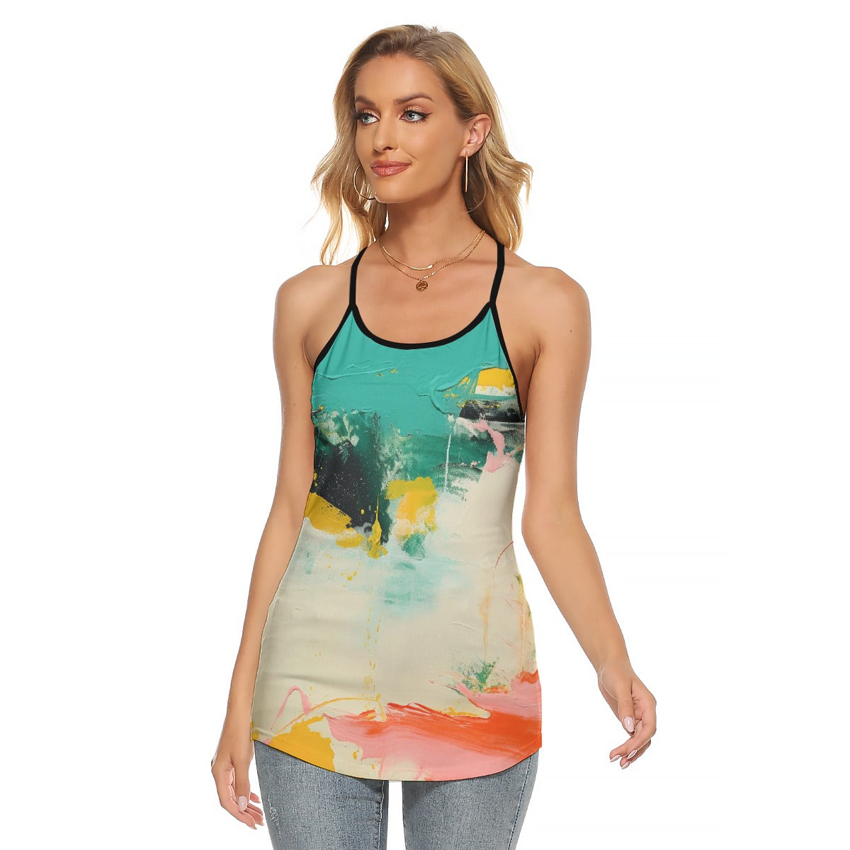 All-Over Print Women's Criss-Cross Open Back Tank Top