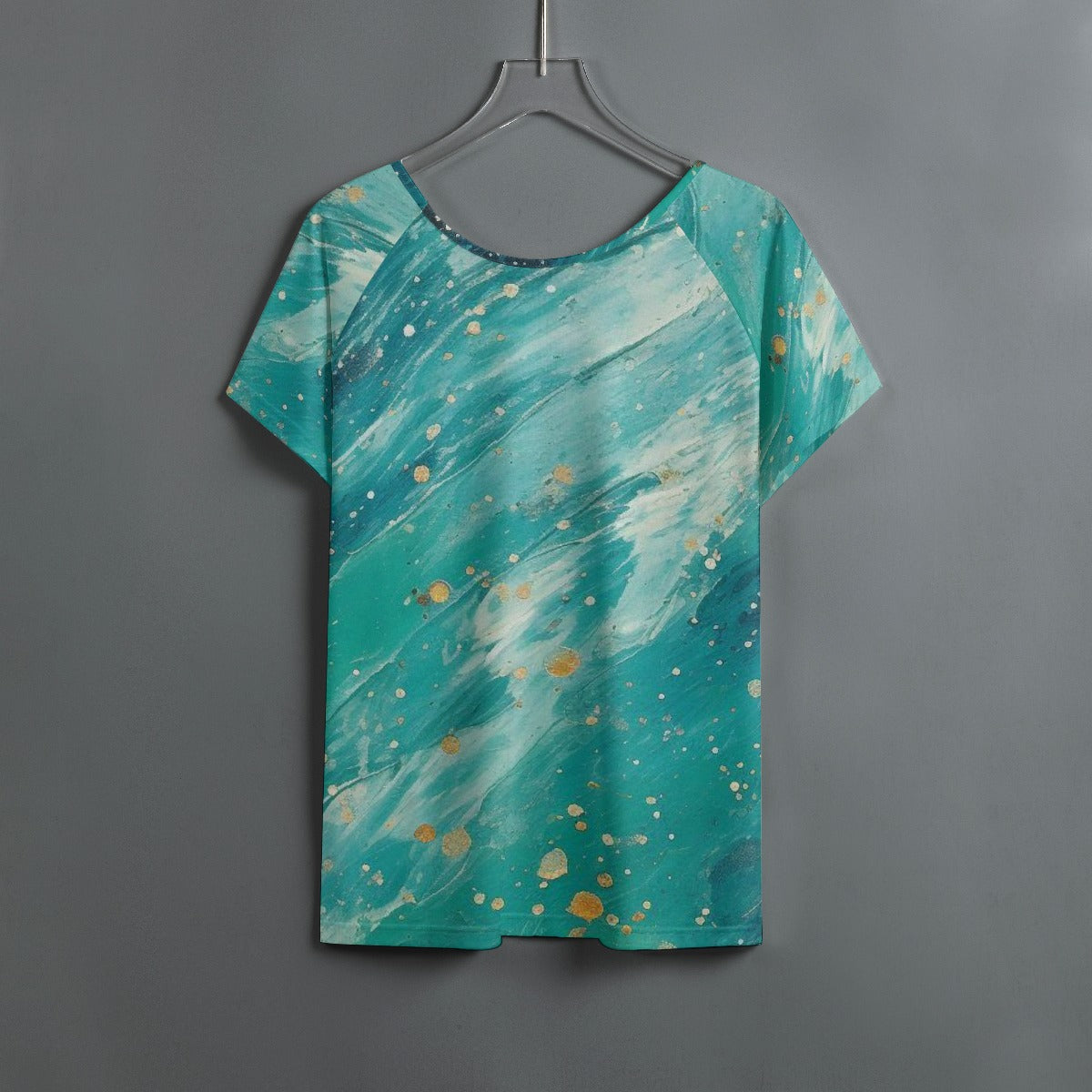 All-Over Print Women's Round Neck T-shirt With Raglan Sleeve