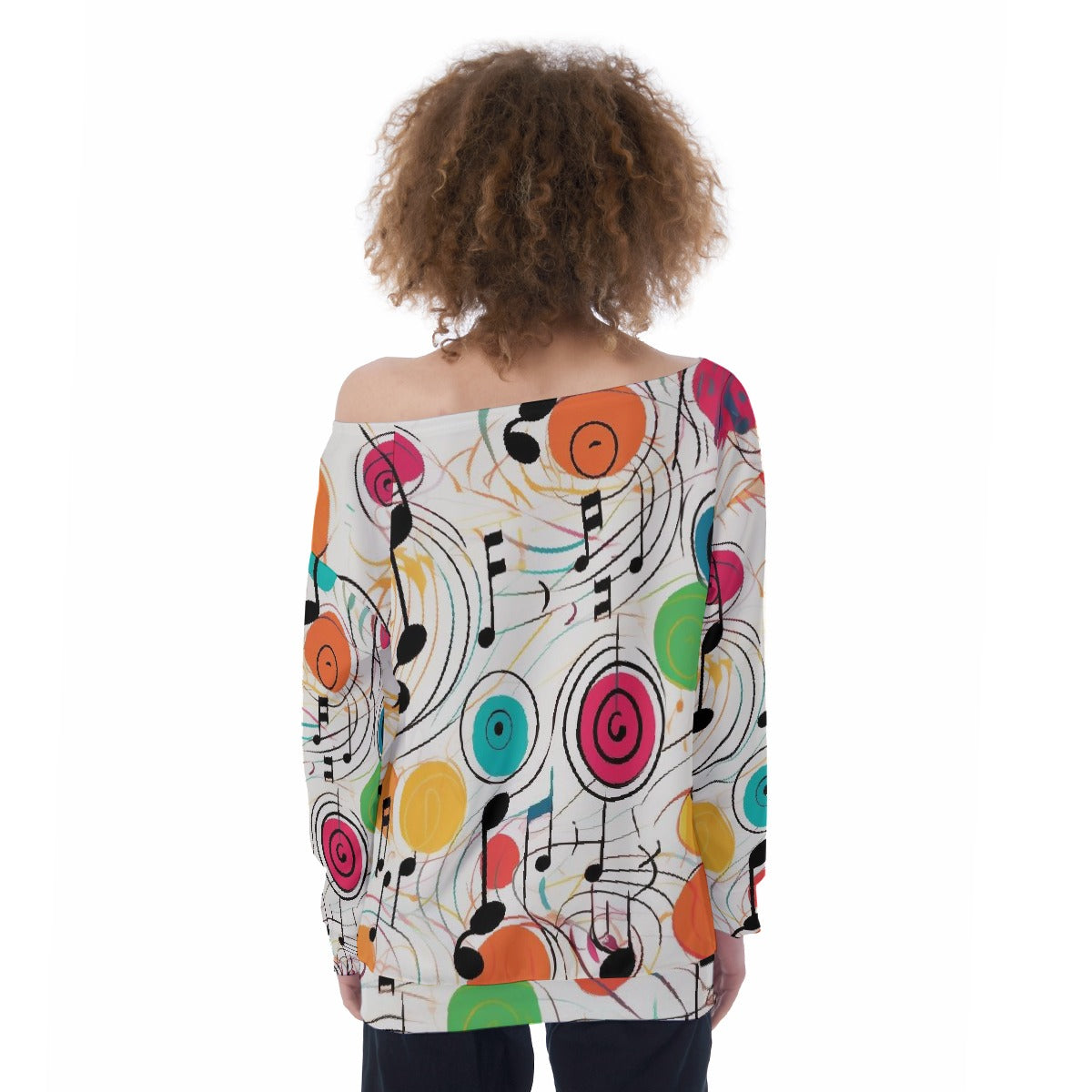 All-Over Print Oversized Women's Off-Shoulder Sweatshirt