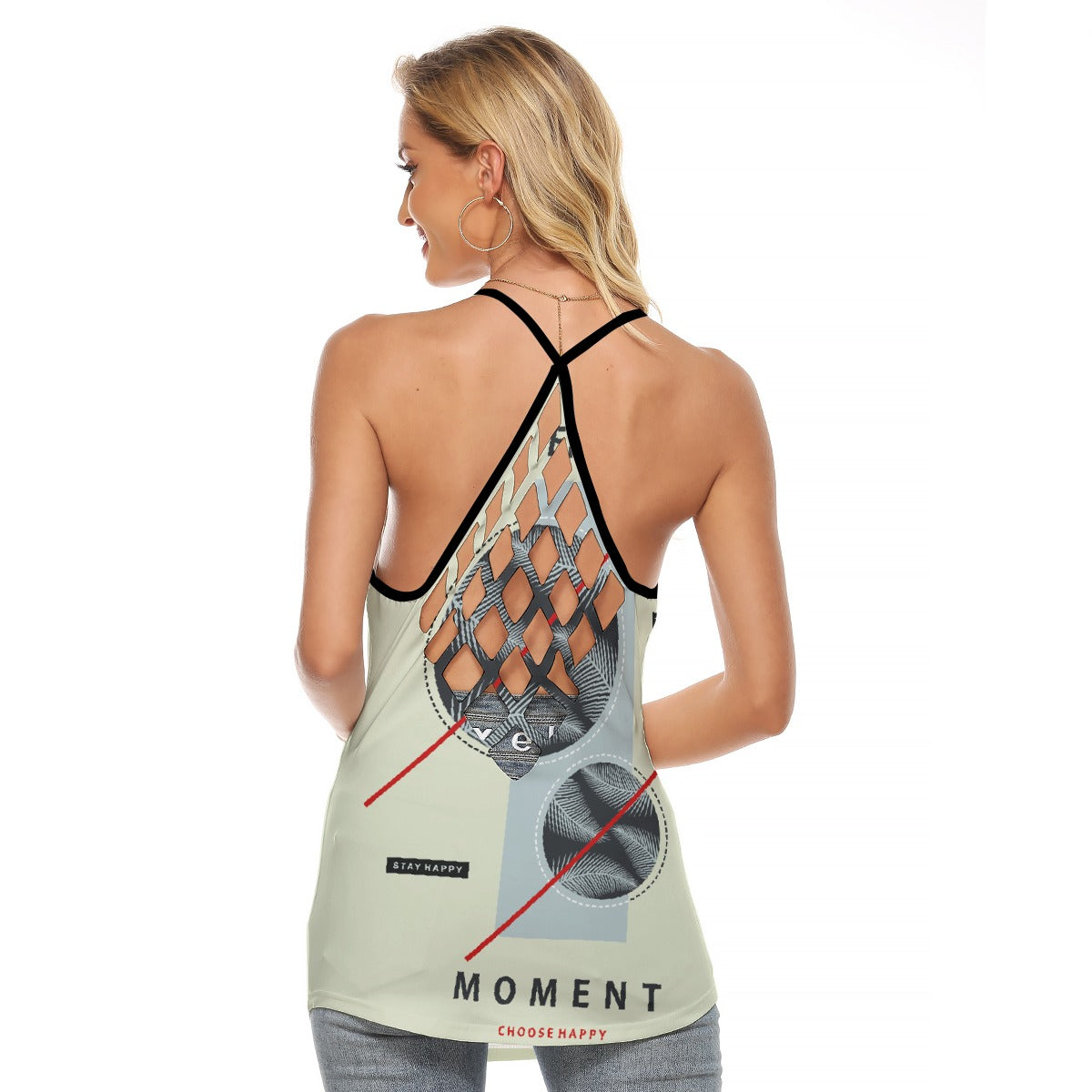 All-Over Print Women's Criss-Cross Open Back Tank Top