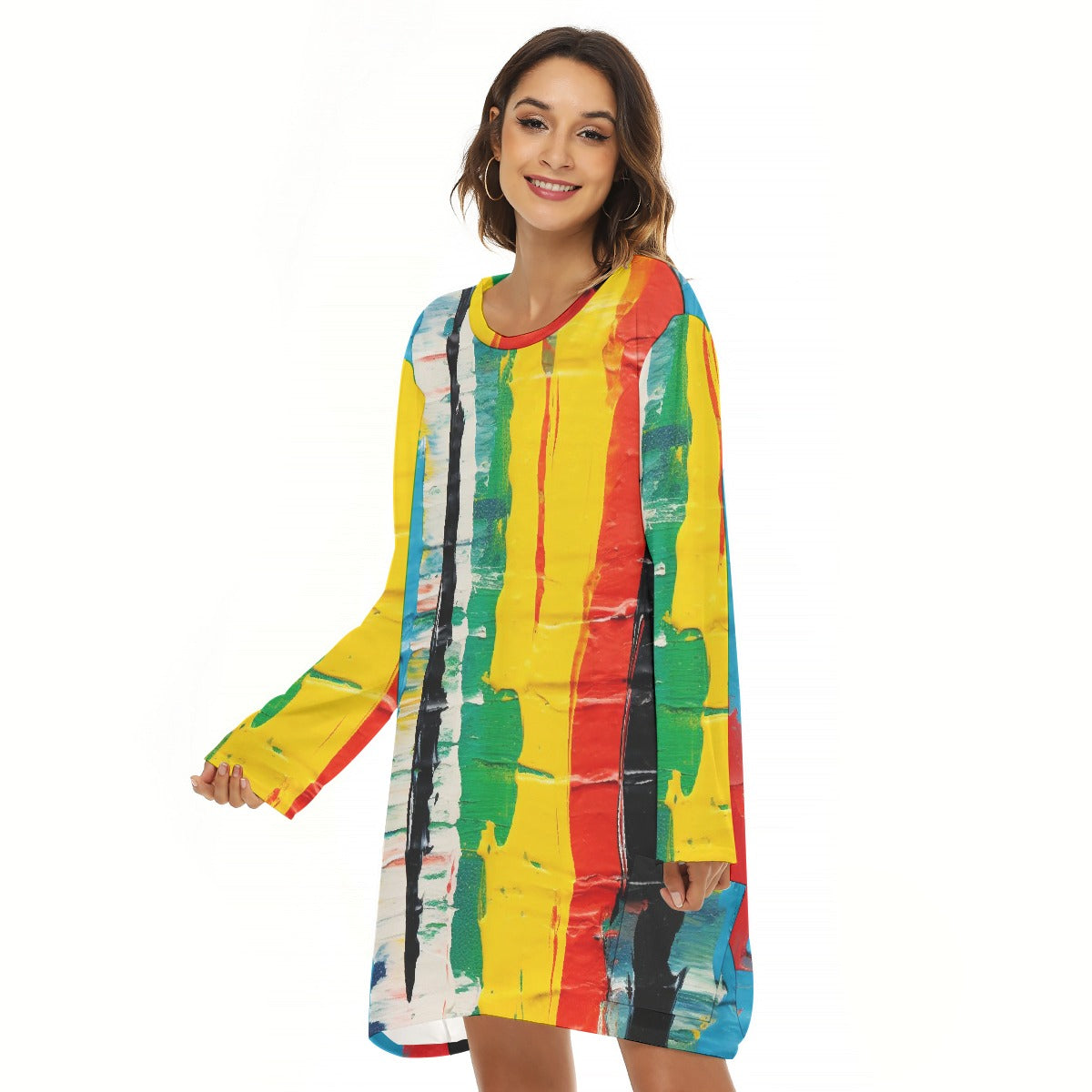 All-Over Print  Women's Loose Crew Neck Dress