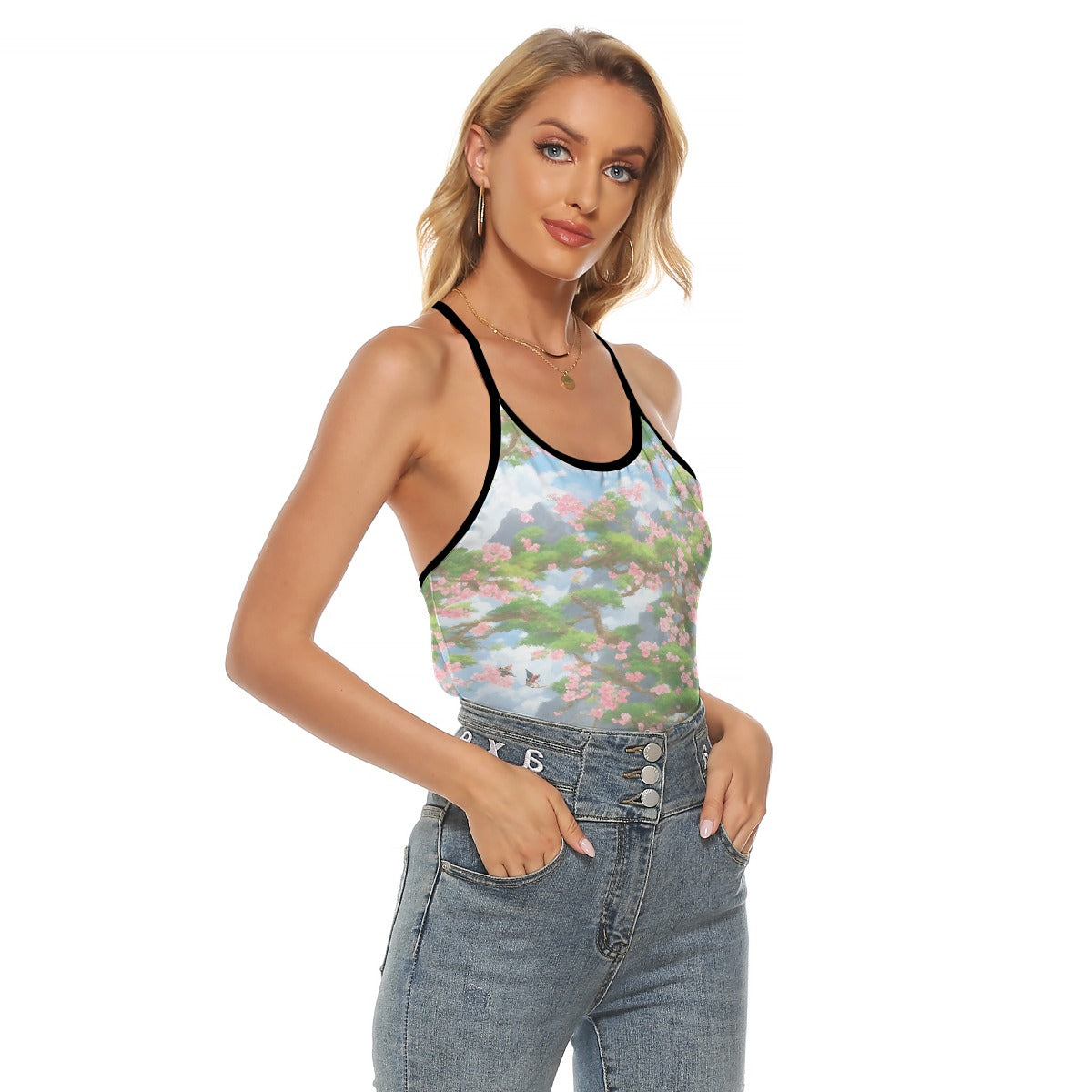All-Over Print Women's Criss-Cross Open Back Tank Top