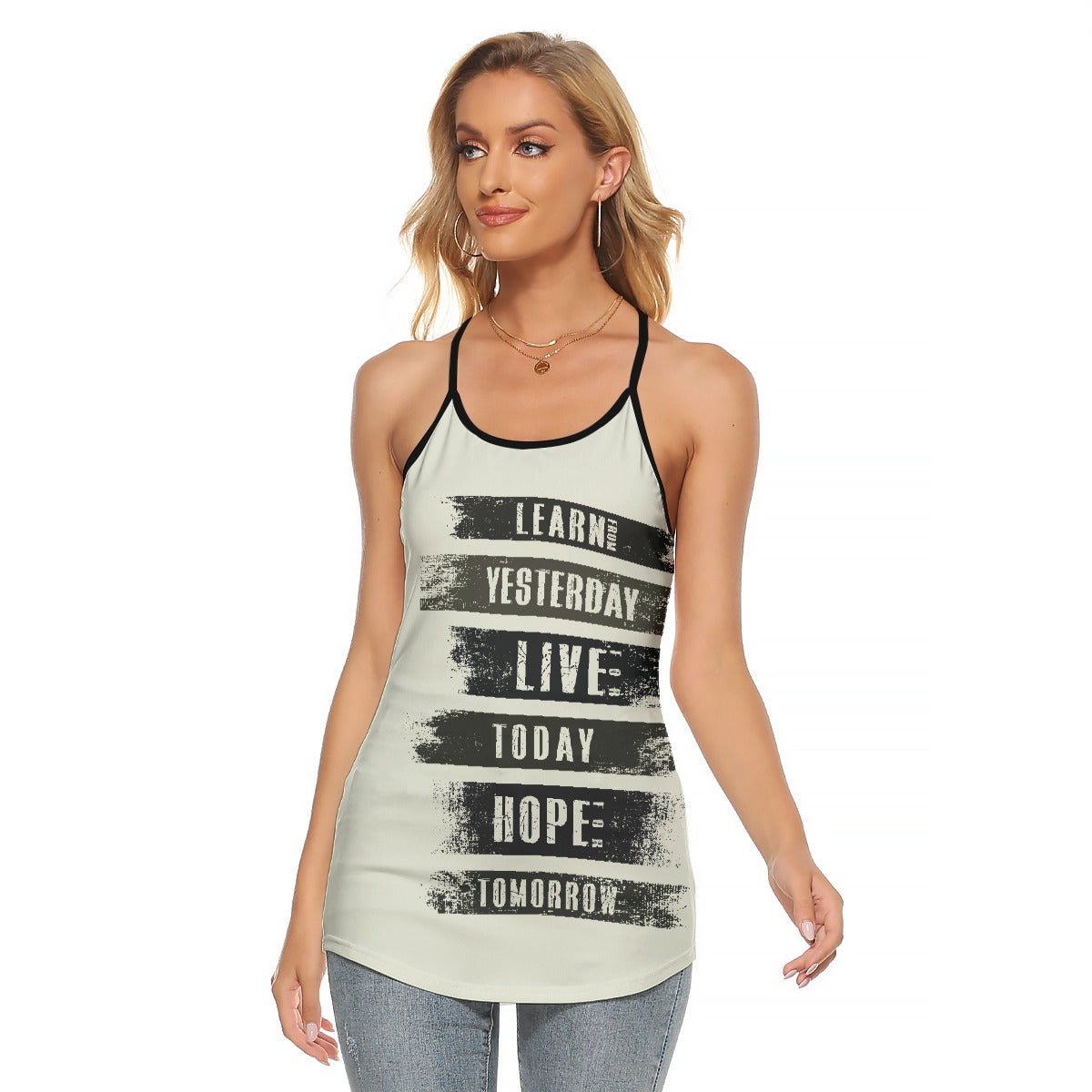 All-Over Print Women's Criss-Cross Open Back Tank Top