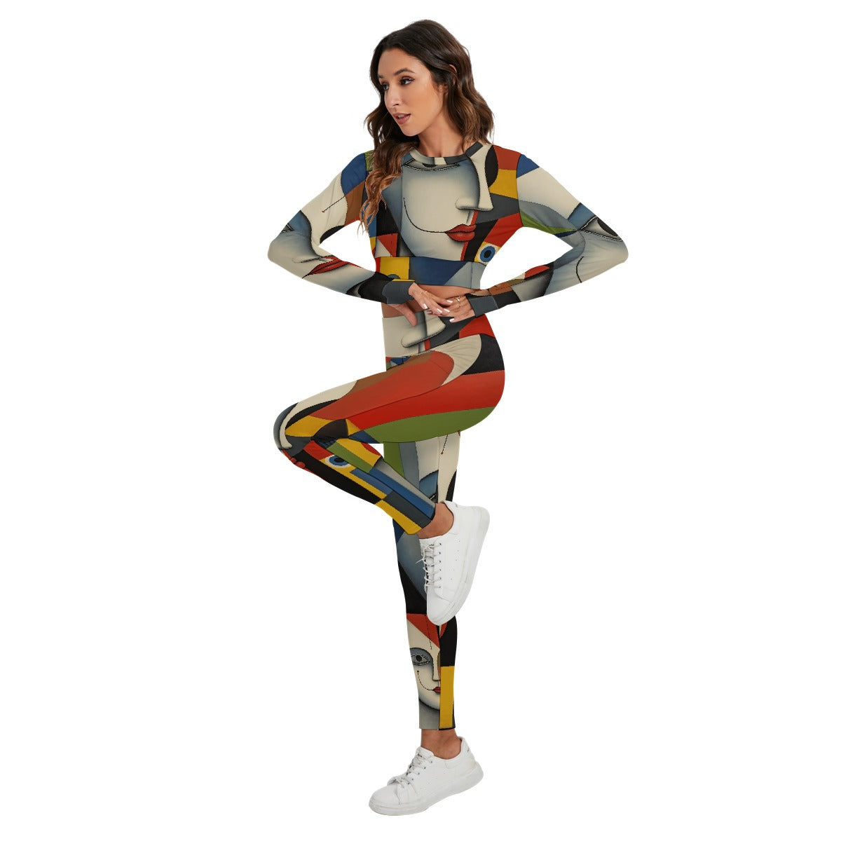 All-Over Print Women's Sport Set With Backless Top And Leggings