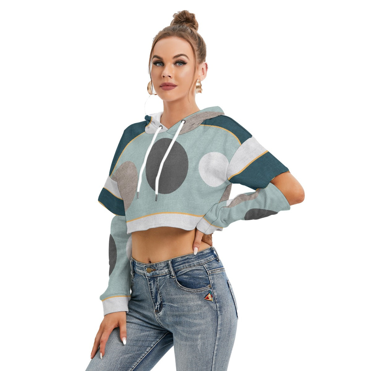 All-Over Print Women's Heavy Fleece Hoodie With Hollow Out Sleeve