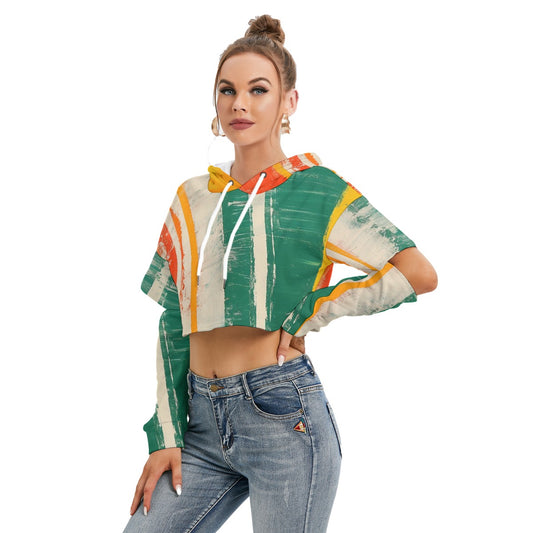 All-Over Print Women's Heavy Fleece Hoodie With Hollow Out Sleeve