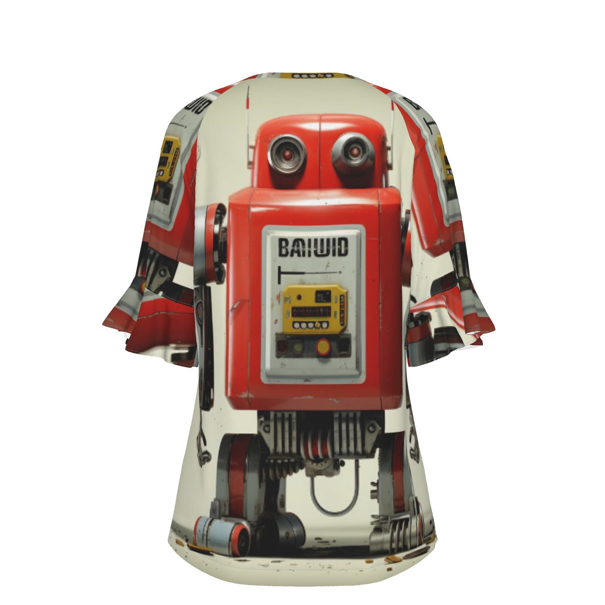 All-Over Print V-neck Women's T-shirt With Bell Sleeve