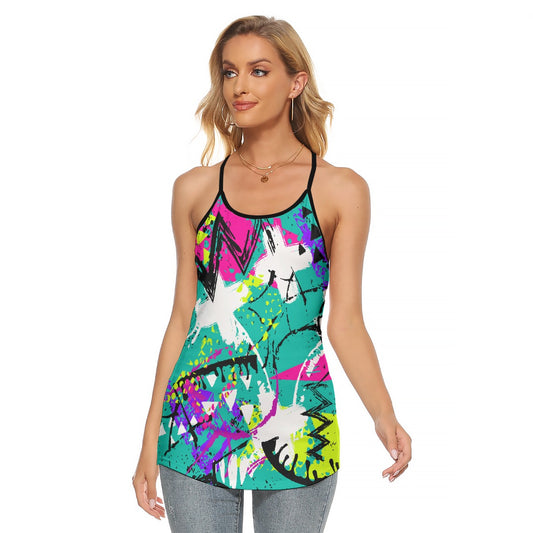 All-Over Print Women's Criss-Cross Open Back Tank Top
