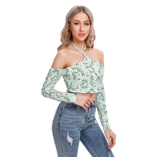 All-Over Print Women's Halter Lace-up Top
