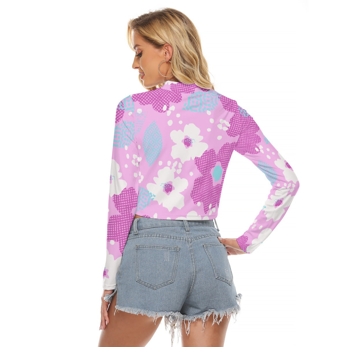 All-Over Print Women's Hollow Chest Keyhole Tight Crop Top