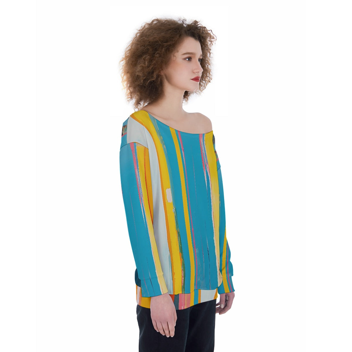 All-Over Print Oversized Women's Off-Shoulder Sweatshirt